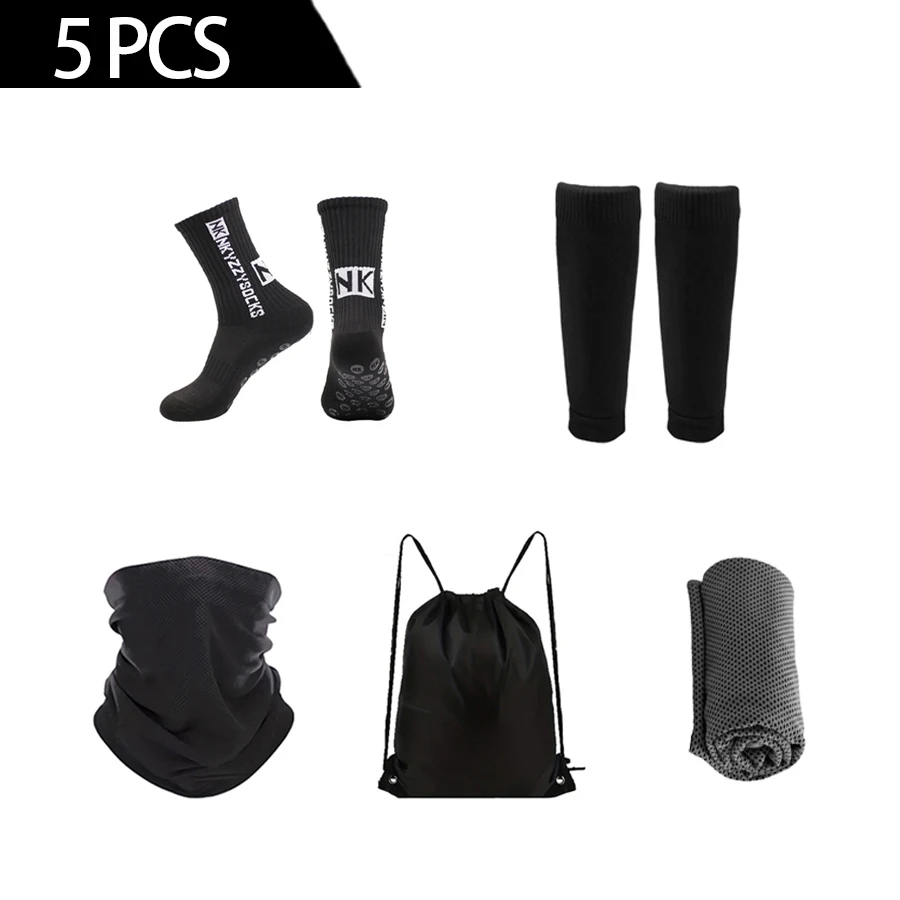 

5PCS Set Comfortable Bicycle Cycling Socks Sweat Absorbing Scarf Drawstring Bag Leg Cover Sport Towel