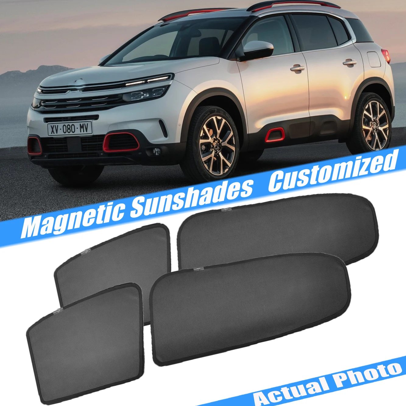 

Магнитные оконные солнцезащитные занавески для Citroen C5 Aircross 2017 2018 2019-2023, 4 шт., автомобильные солнцезащитные занавески на лобовое стекло, автомобильные аксессуары