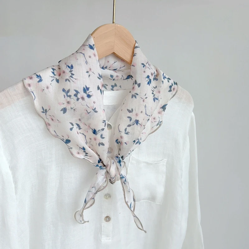 

Women Scarf Neck Head Wrap Linen Square Triangle Summer Sun Protection Breathable Accessory for Spring Autumn Holiday