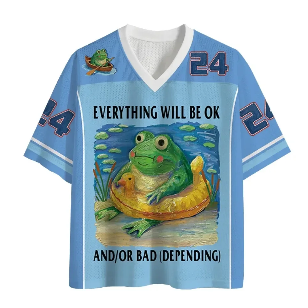Interessantes Frosch-3D-Druck Herren Sport V-Ausschnitt Locker T-Shirt Outdoor Street Casual Mode Schnelltrocknend Atmungsaktiv Eltern-Kind-Kleidung – Detail 2