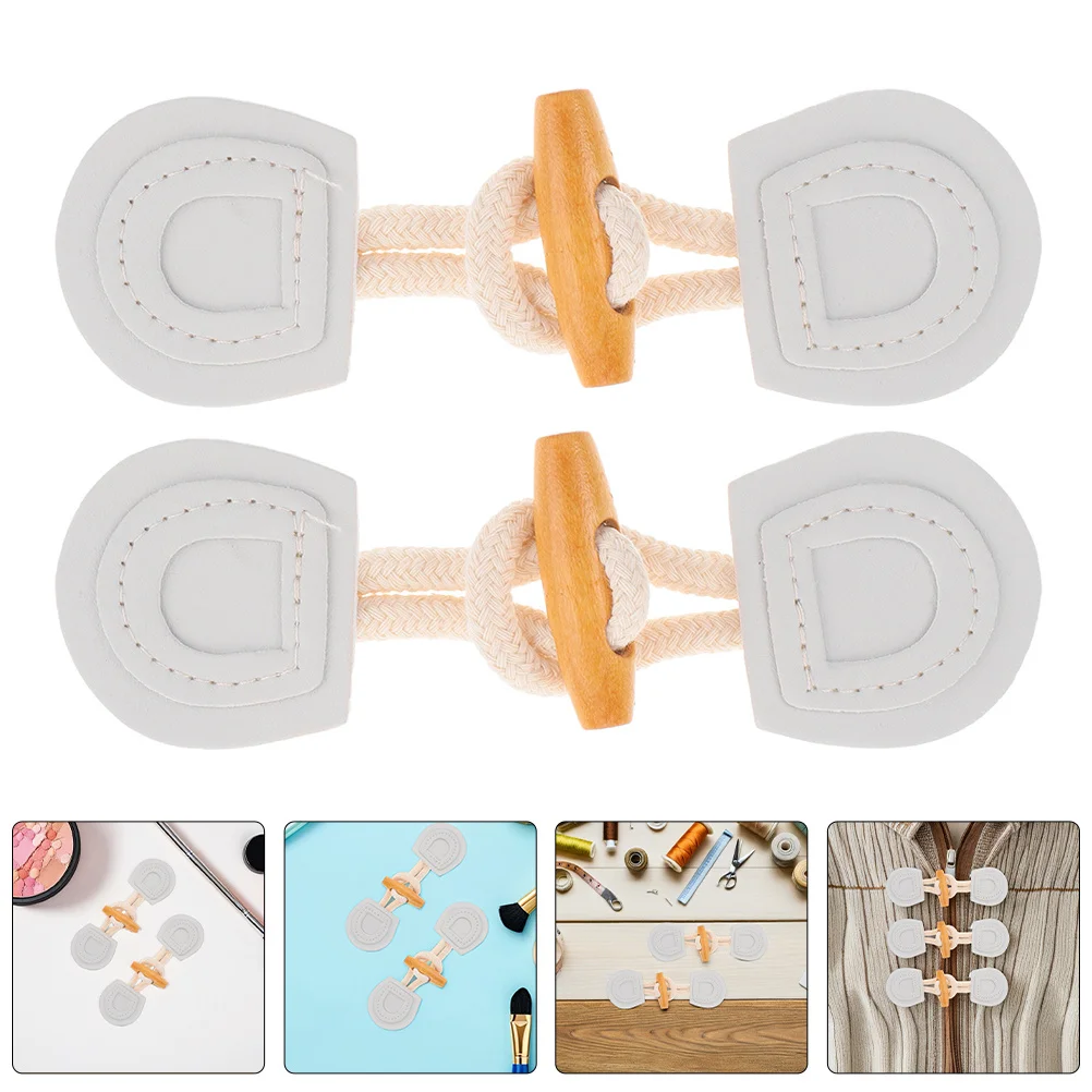 

5Pairs Horn Toggle Closures for Coats Fake Wood Look Sew-on Buttons for Jackets Sweaters Winter Wear Duffle Closure