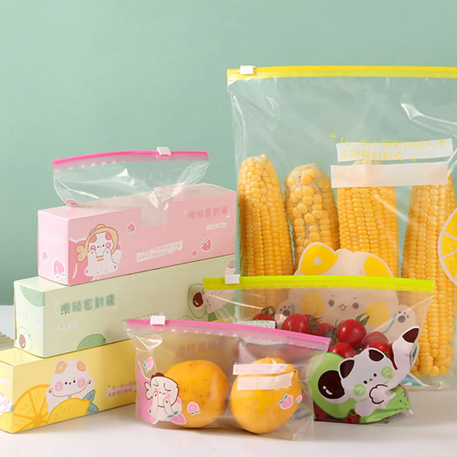 Transparent Zipper Food Storage Bags Reusable Waterproof Freezer Organizer Bags For Fruit Vegetable Meat Travel Cosmetic Storage