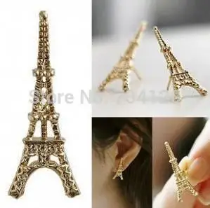 Hot Selling New Fashion Jewelry Wholesale Gift For Woman Cute Paris Eiffel Tower Earrings Gold Color And silver-plated Color