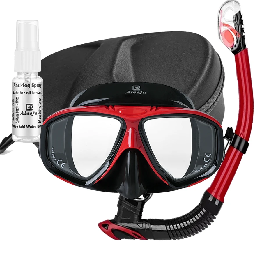 Myopia Snorkel Diving Set - Anti-Burst Tempered Glass Mask, Anti-Fog, Easy Breath Tube for Adults Swimming & Snorkeling