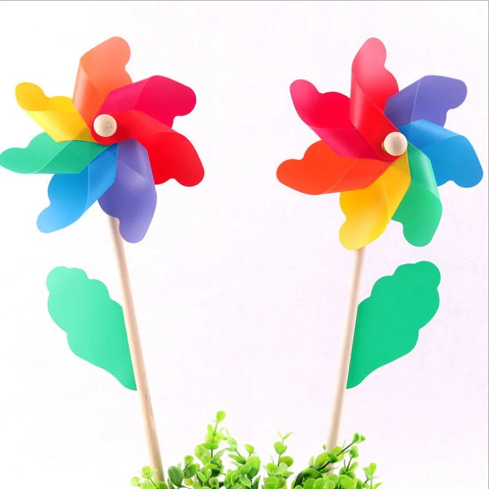 8 قطعة نقطة صغيرة لتقوم بها بنفسك قوس قزح الدولاب البلاستيك الملونة طاحونة للأطفال حديقة غرفة الحفلات الديكور طاحونة البلاستيك الدولاب #3