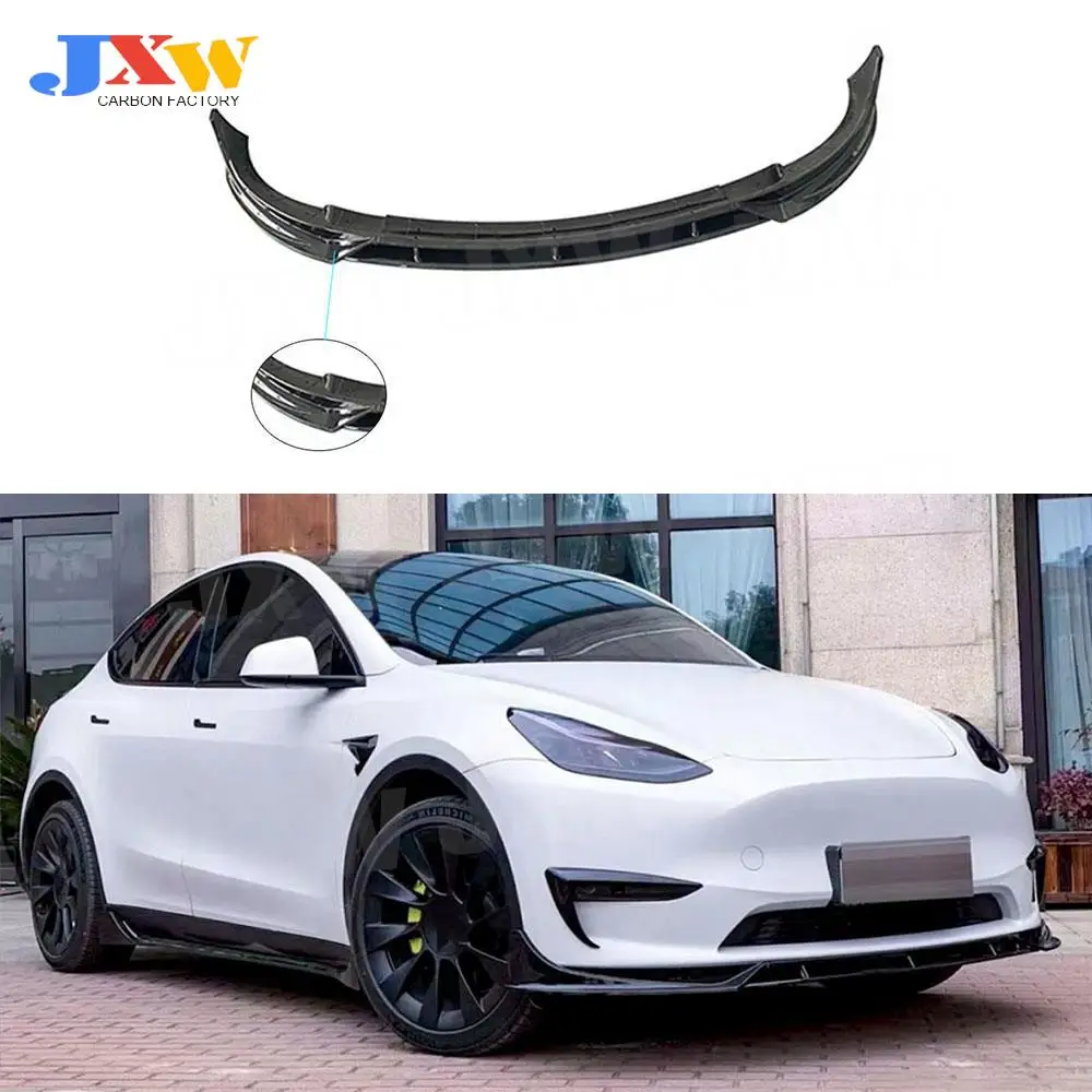 

Carbon Fiber ABS Front Bumper Lip Chin Spoiler for Tesla Model Y 2021+ 3Pcs/Set Front bumper Car Styling