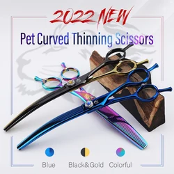 Pet Grooming Scissors Japan 440c Professional Dog Grooming Trimming Shears Animal multicolor Curved Thinning Scissors for Dogs