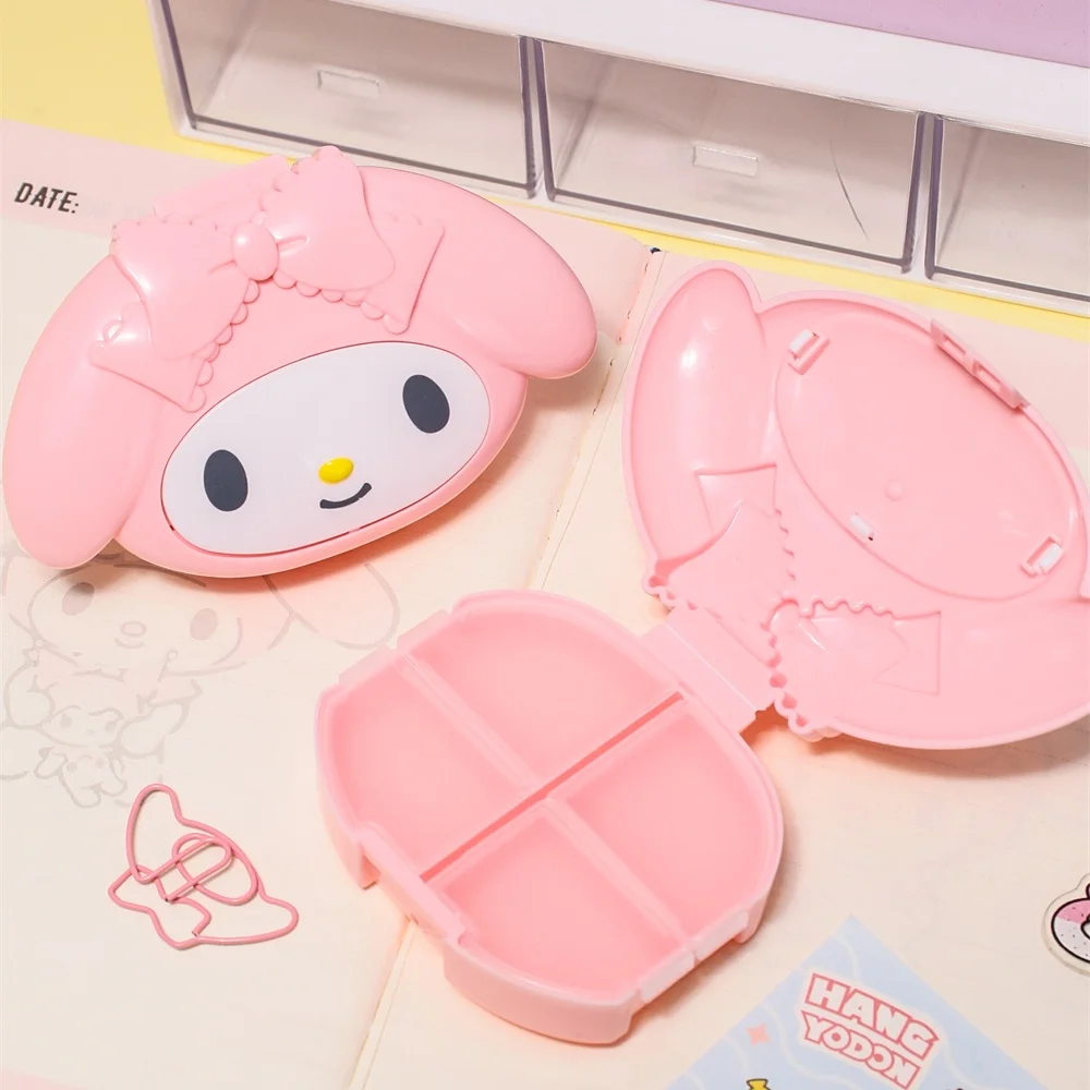 Genuine Sanrio My Melody 4 Grid Pill Box Portable Travel Medicine Organizer Sealed Pill Case for Daily Vitamin Tablet Storage - view 6