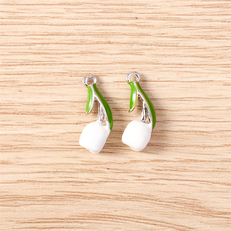 5 Stück 7x17mm Niedliche Bunte Emaille-Tulpenblumen-Anhänger für Schmuckherstellung, Ohrhänger, Halsketten, DIY-Bastelzubehör – Detail 7
