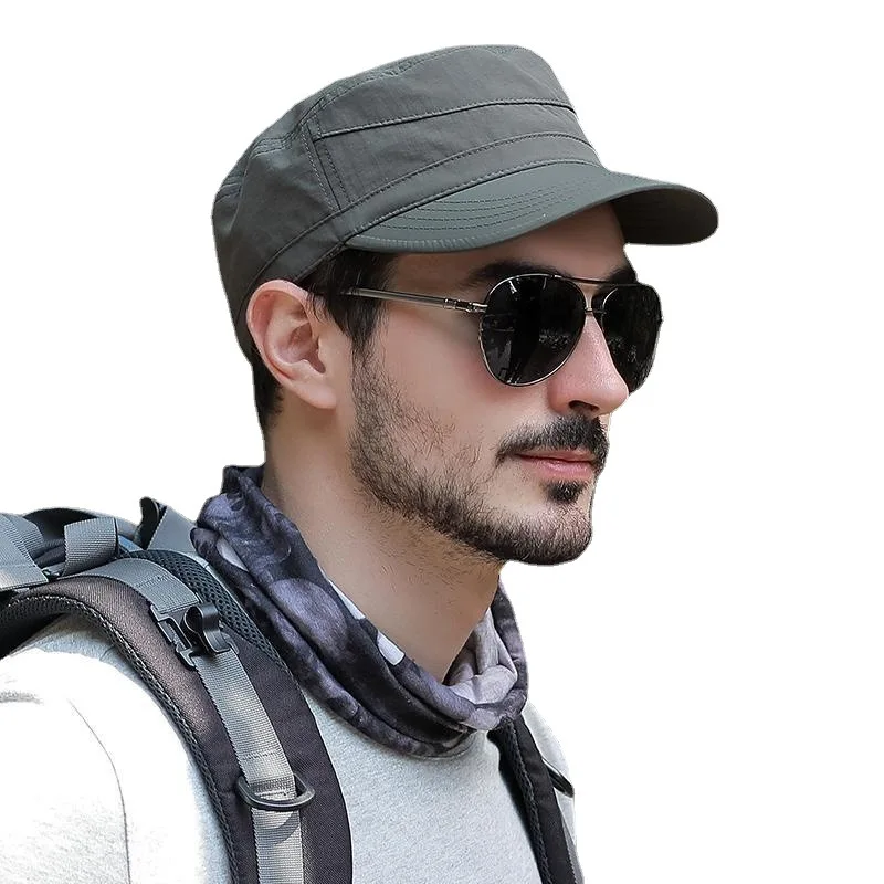 Sombrero militar para hombre, gorra con visera para deportes al aire libre, Adjustable55-60cm de verano, Color sólido, protección solar, Primavera