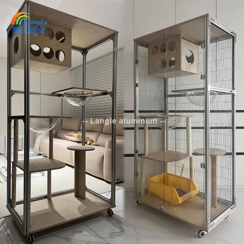 Custom Cat Villa Aluminum Alloy Frame DIY Alu Alloy Tube Pet House Cat Toilet Dog Cage Cat Villa Room T Slot Aluminum Extrusion