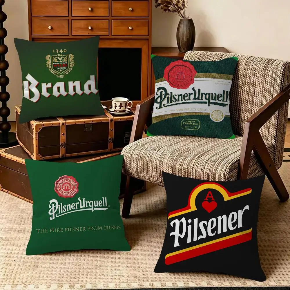 logo Beer Brand  Decorative Pillowcase Square Pillowcase Home Office Decorative Cushion Cover P-Pilsner-U-UrquellS