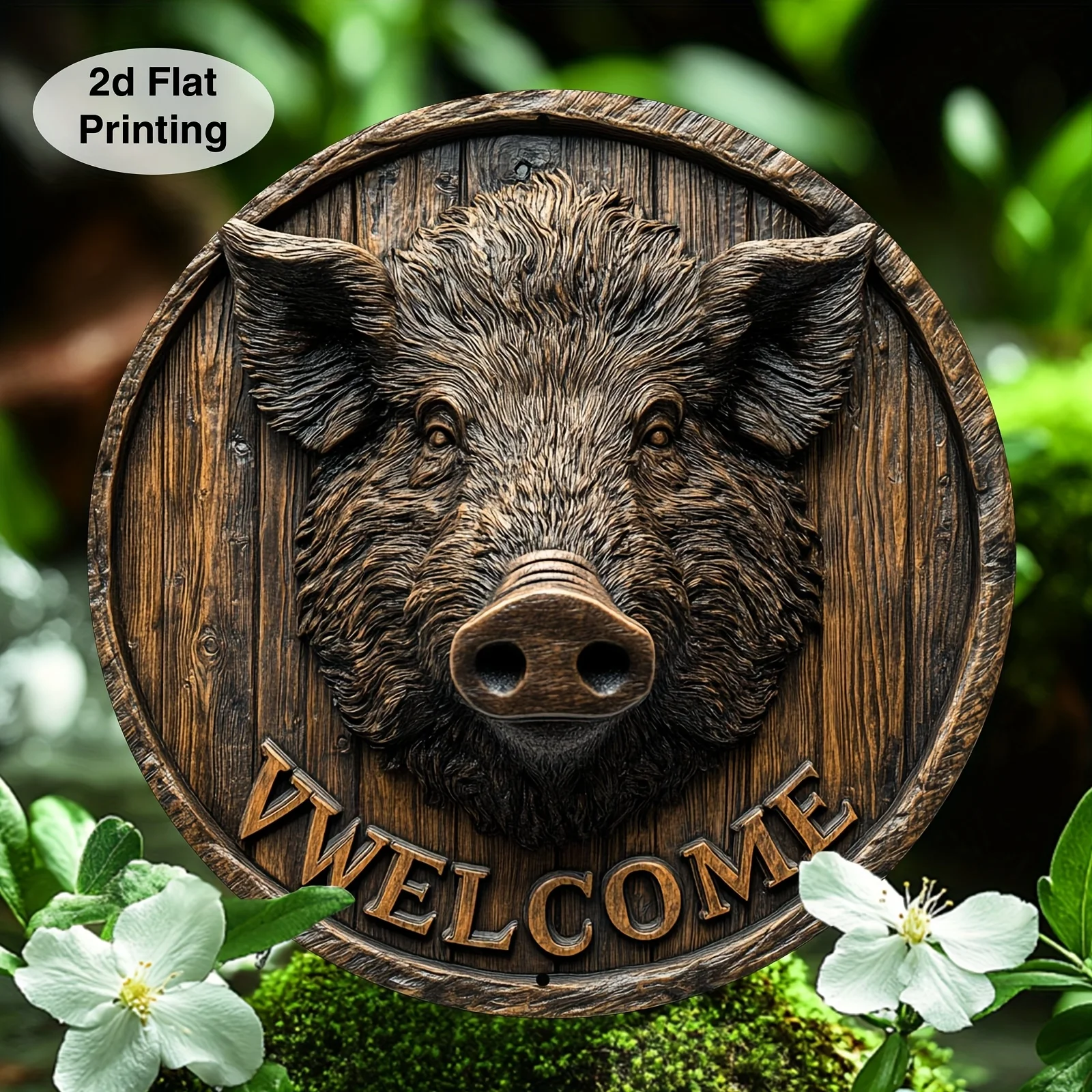 Tin Sign - Vintage Durable Metal Plaque Wall Decor, 3D Effect Wild Boar Welcome Home Office Bar Man Cave Wall Art
