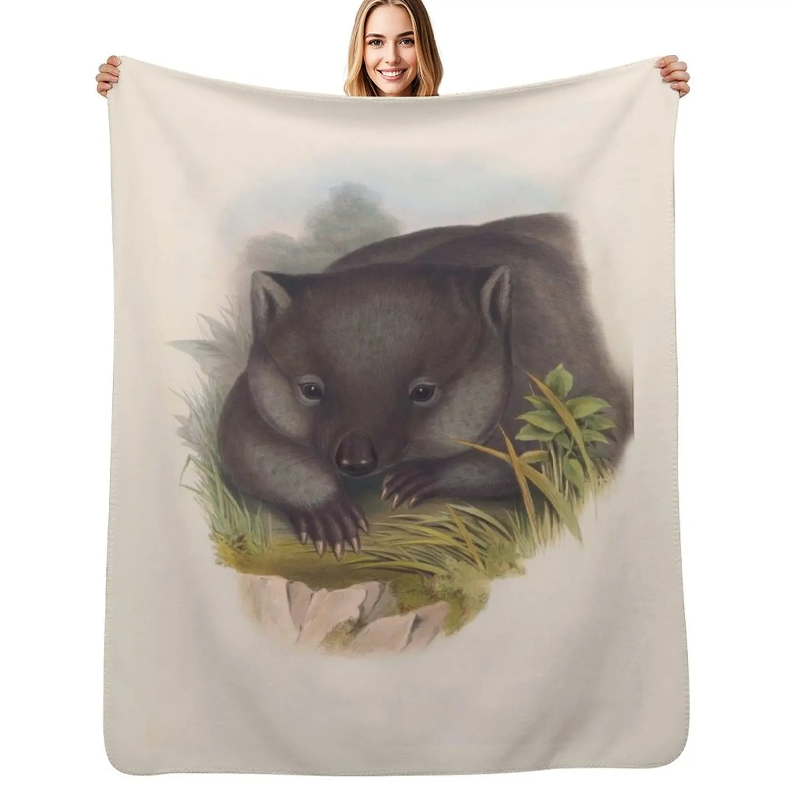 

Phascolomy's Wombat (Common Wombat) by Henry Richter Throw Blanket blankets and throws Sofa warm winter Sofa Quilt Blankets