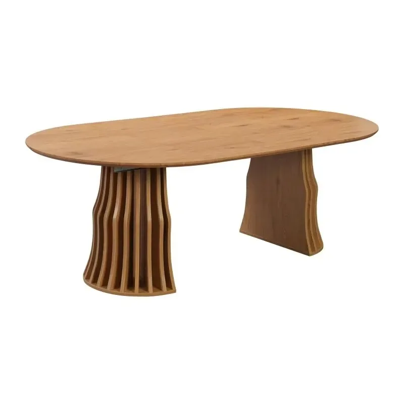 Modern luxury 1200-2200mm round oval retractable dining table can accommodate 6-8 people, made of MDF material,