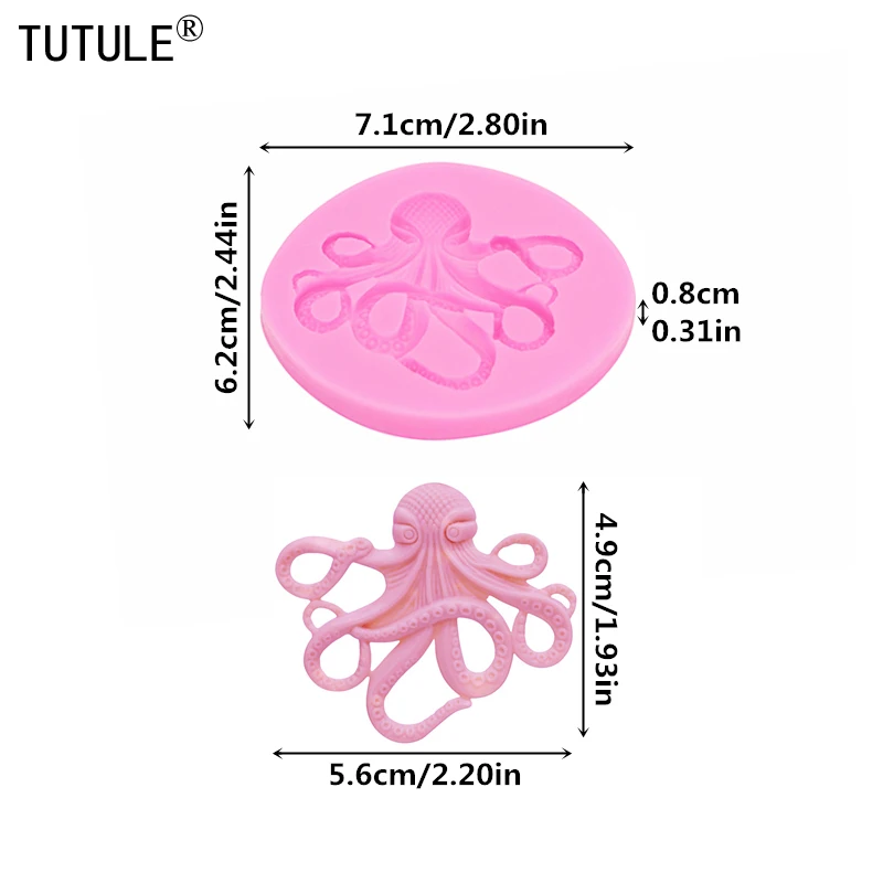 3D Octopus Flip Candy Chocolate Cake Silicone Mold DIY Octopus drop glue clays epoxy resin jewelry Accessories Silicone Mold