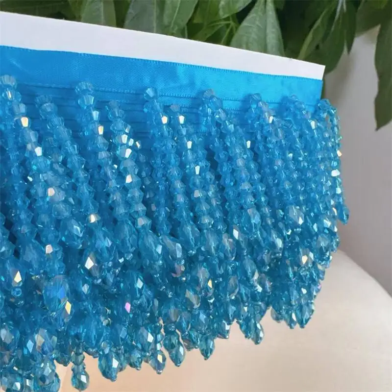 Hoogte 5,5 cm Kristallen hanger met kralenrand Kant DIY kleding Podiumkleding Huisdecoratie Hoofddeksel Decoratieve kralen kwastjes