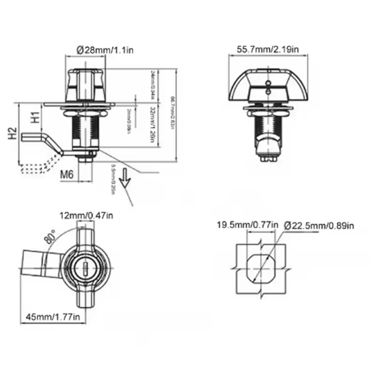 Security Lock with 2 Keys Cylinder Cam Lock Tubular Safe Locking Tubular Cam Lock for RV Camping