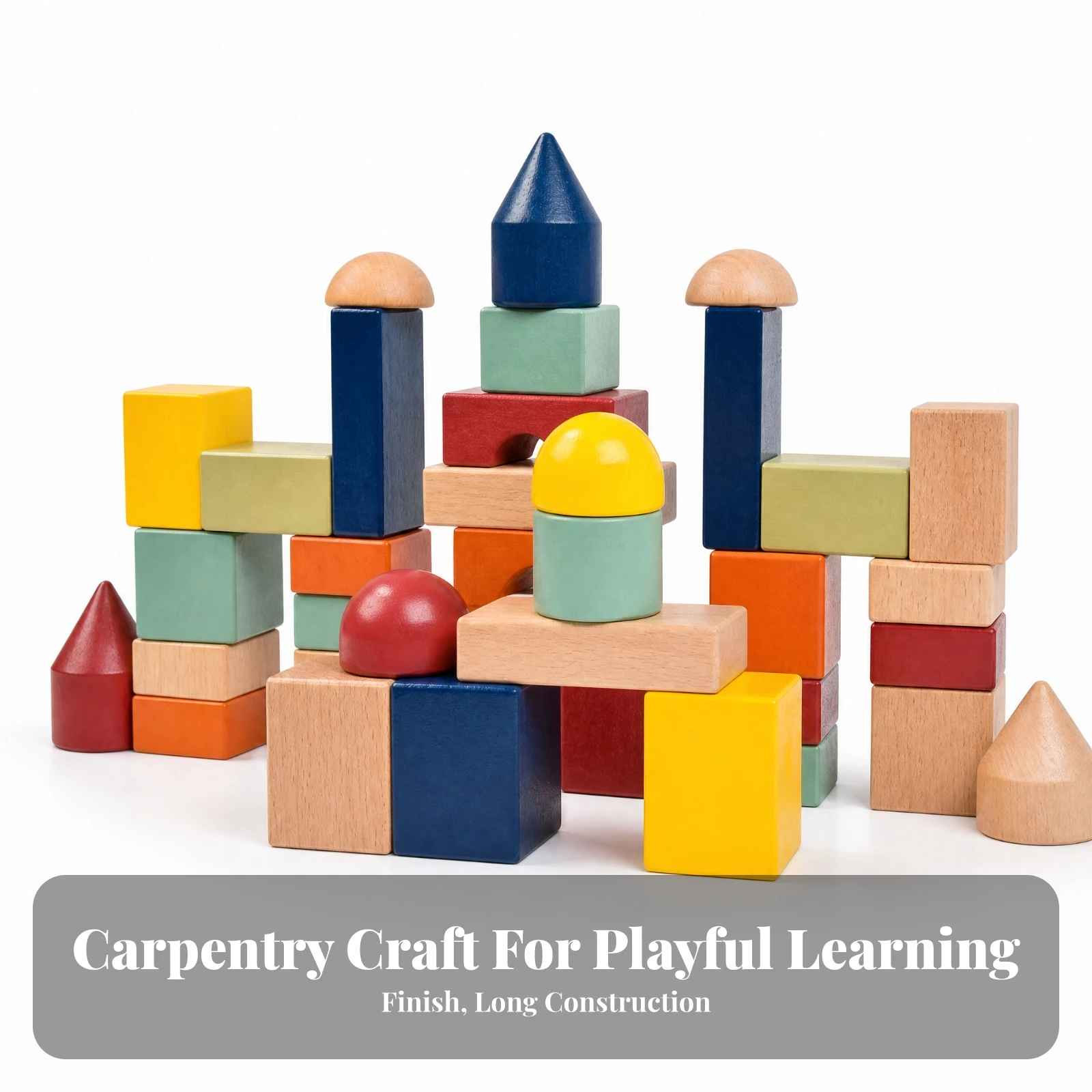 Wooden Stacking Brick Set Big Size Wooden Castle Blocks Castle Building Blocks Set Screen-Sans Écran Construction Playset