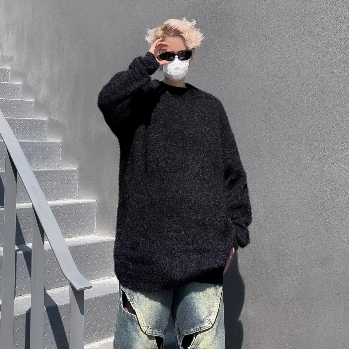 

Свободный повседневный круглый пуловер Ne, цветной базовый слой, зимняя мода, мужской вязаный топ из мягкого полиэстера