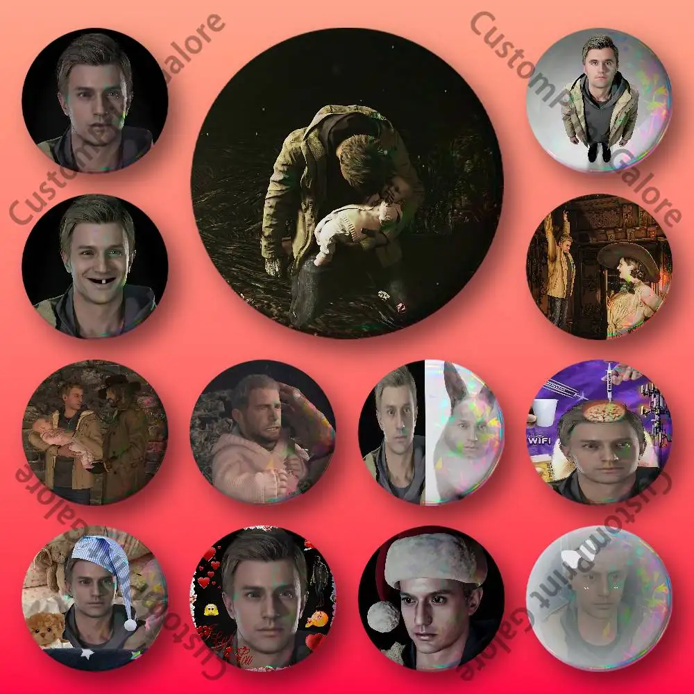 

E-Ethan W-Winters Round Custom Badges 75 58 44 32 25 mm Brooch Backpack Hat Enamel Pins Accessories Toys Gifts