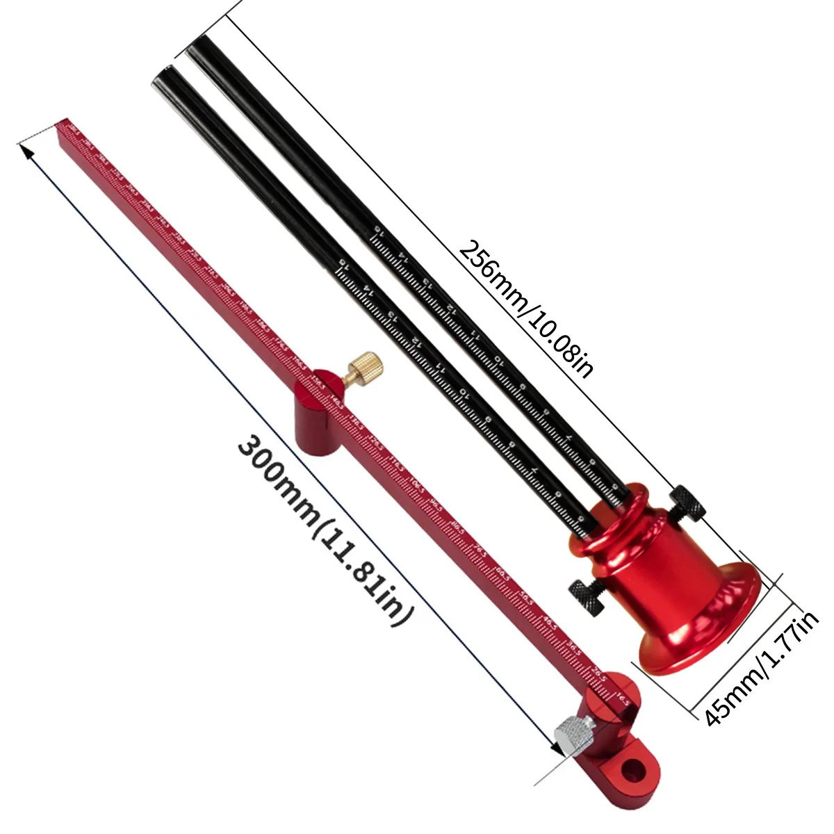 Inch/metric Double Head Wheel Marking 320mm Scribing Gauge Aluminum Parallel Line Drawing Tool Marking Woodworking Hand Ruler