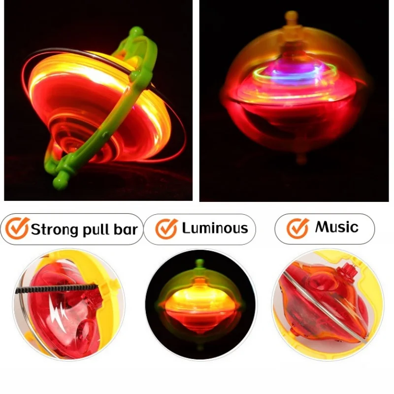 Magic Luminous Gyroscope Pull-up Gyro Laser Flashing With Music Spinning Creative Gift Puzzle Children Toy