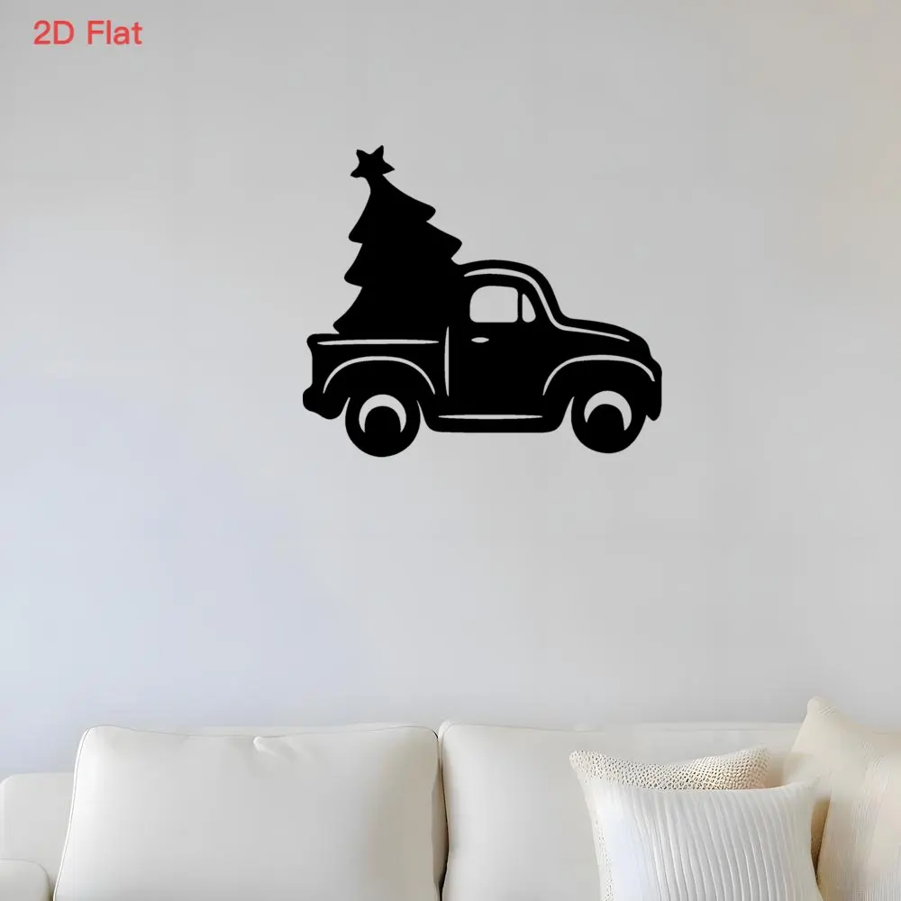 1pc Black Laser Cut Iron Pickup Truck 2D Metal Wall Art Rustproof Indoor Home Wall Hanging Decor