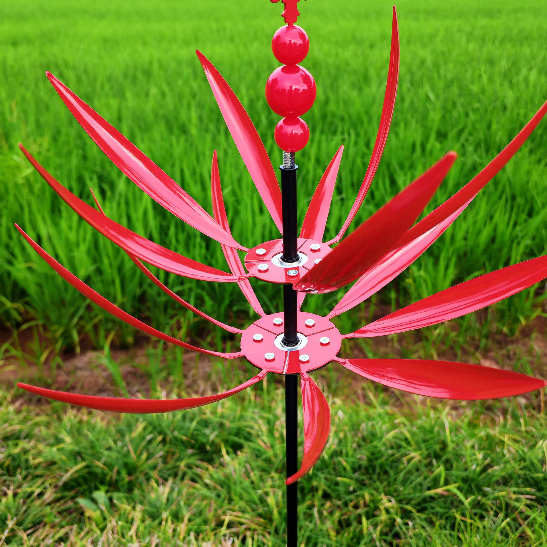 Halo Wind Rotating Iron Underground Windmill Garden Halo Wind Rotating Home Garden Decoration
