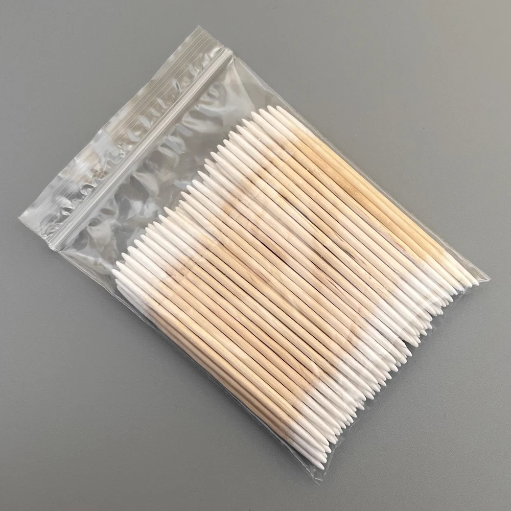 Wholesale 100Pcs Wooden Eyebrow Eyeline Cotton Swab Lip Gloss Pointy Swabs Cleaning Sticks Eyelash Extension Applicators