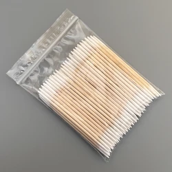 Wholesale 100Pcs Wooden Eyebrow Eyeline Cotton Swab Lip Gloss Pointy Swabs Cleaning Sticks Eyelash Extension Applicators