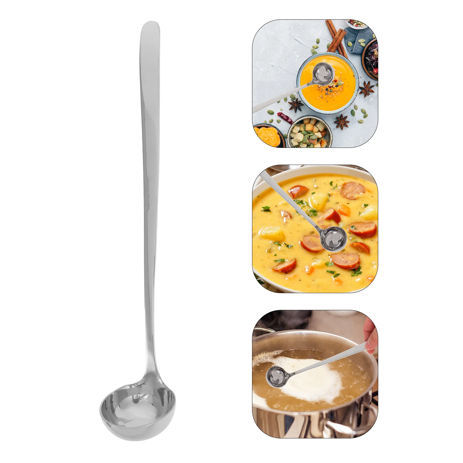 

Coffee Spoon Long Mixing Wok Accessories Serving Spoons Stainless Steel Handle Metal Ladle Silver Utensils