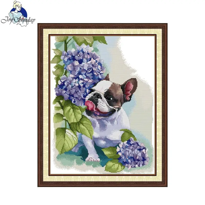 Cross Stitch Kit Joy Sunday Bulldog HD Pattern Printed Counted Fabric Aida 16CT 14CT 11CT DIY Embroidery Kit Art Craft WIth Gift