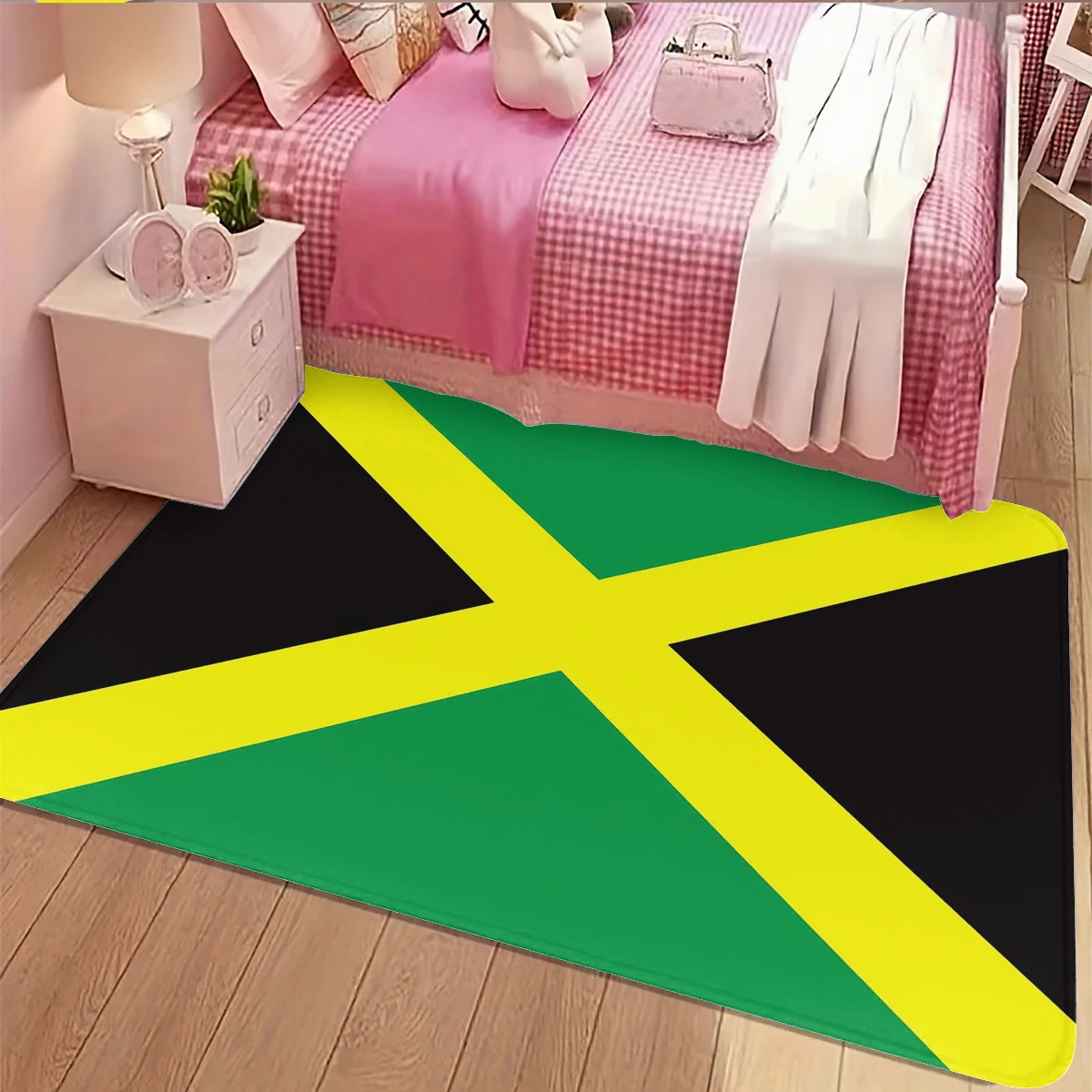 1Pc Jamaican Flag Pattern Floor Mat, Personalized National Flag Style Entrance Door Non-Slip and Stain-Resistant Foot Mat
