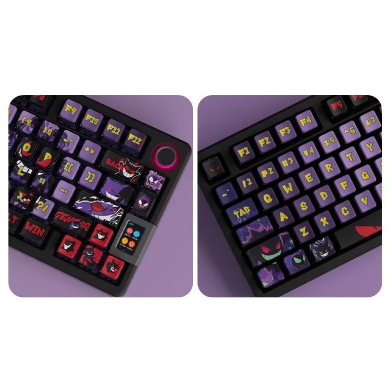 Japanese Anime Pokemon Gengar Keycap PBT Sublimation OME High 122pcs/set Mechanical Keyboard Complete Set Collect Festival gifts