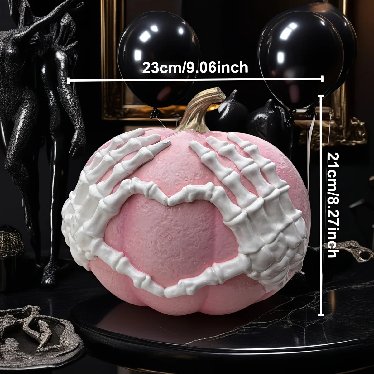 

Halloween dopamine pink skeleton hand pumpkin statue goth decorative resin crafts