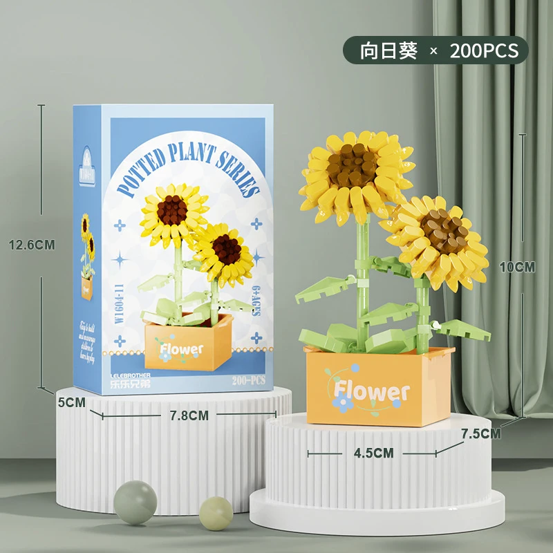Blumenstrauß Mini Partikel Bausteine Blumenbausatz 3D DIY Kreative Pflanzen Mikrosteine für Heimdekoration Mädchen Geschenk Erwachsene Kinder