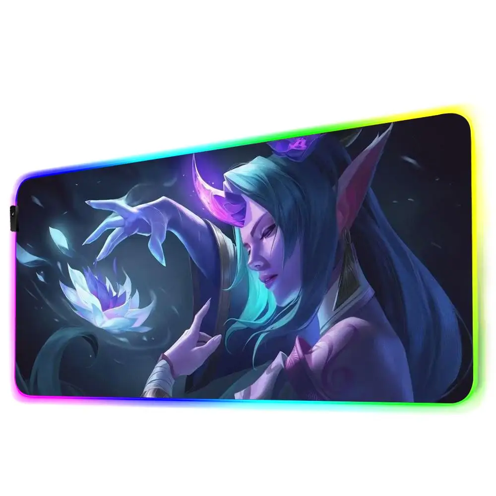 لوحة ماوس Soraka RGB لوحة ماوس ألعاب كبيرة LED وسادة مكتب الكمبيوتر لوحة ماوس مضيئة كبيرة لوحة المفاتيح الحصير الجدول البساط مع الخلفية