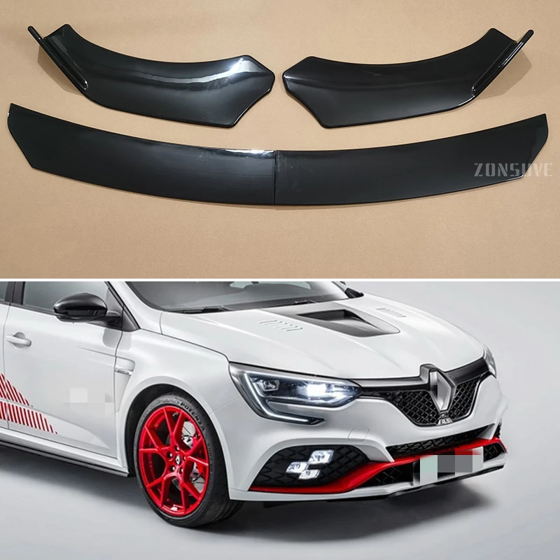 

For Renault Megane 2010--2024 Year Front Bumper Lip Splitter Spoiler Body Kit Accessories Universal 4pcs