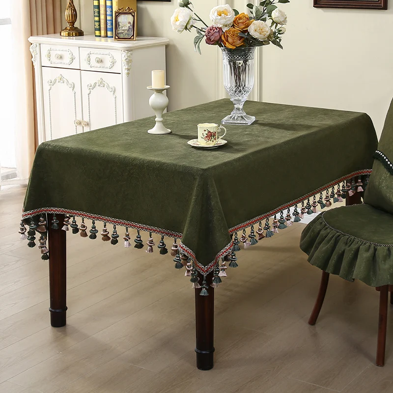 Luxury Jacquard Table Cloth Rectangular Classic Tassel Tablecover Dining Coffee Table Cloth Home Party Wedding Decor Table Cover
