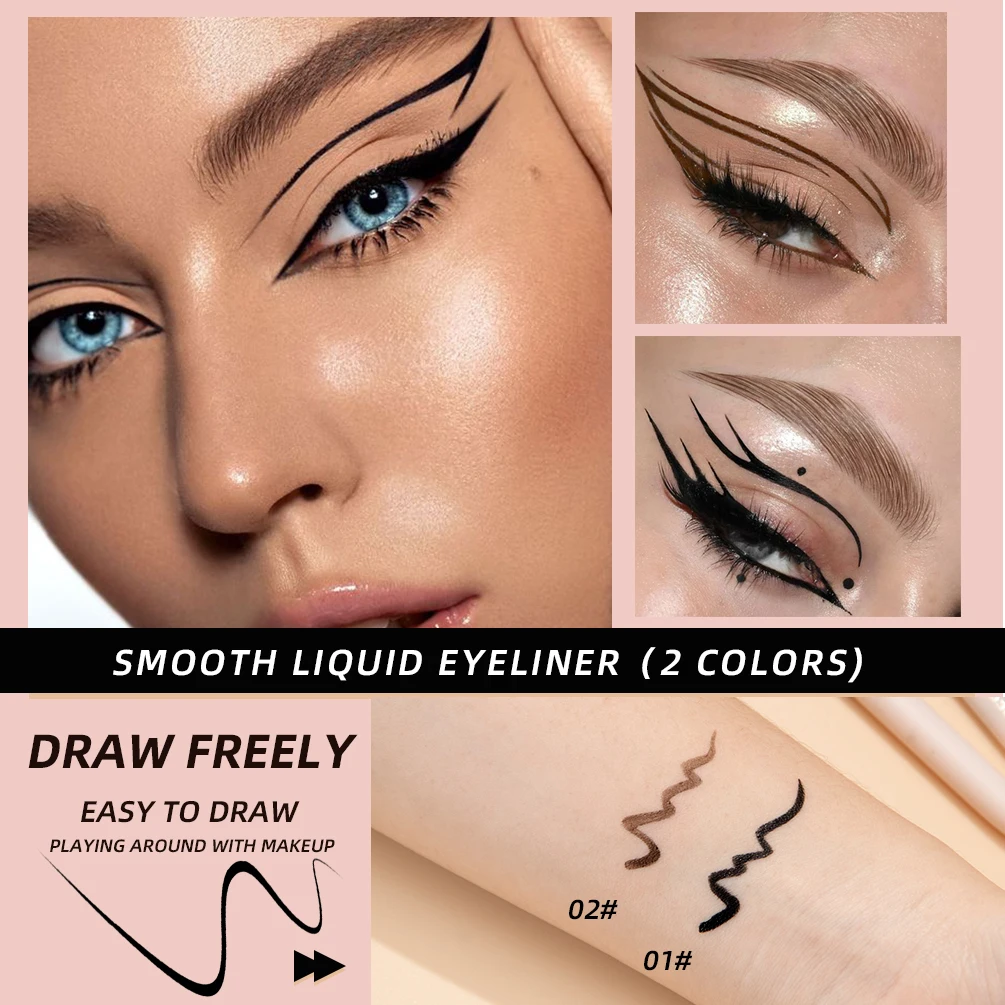 QIBEST Ultra Fine Eyeliner Pencil Liquid Eye Liner Waterproof Smudgeproof Quick Drying 12 Hour Wear Eyeliner Easy To Use Makeup