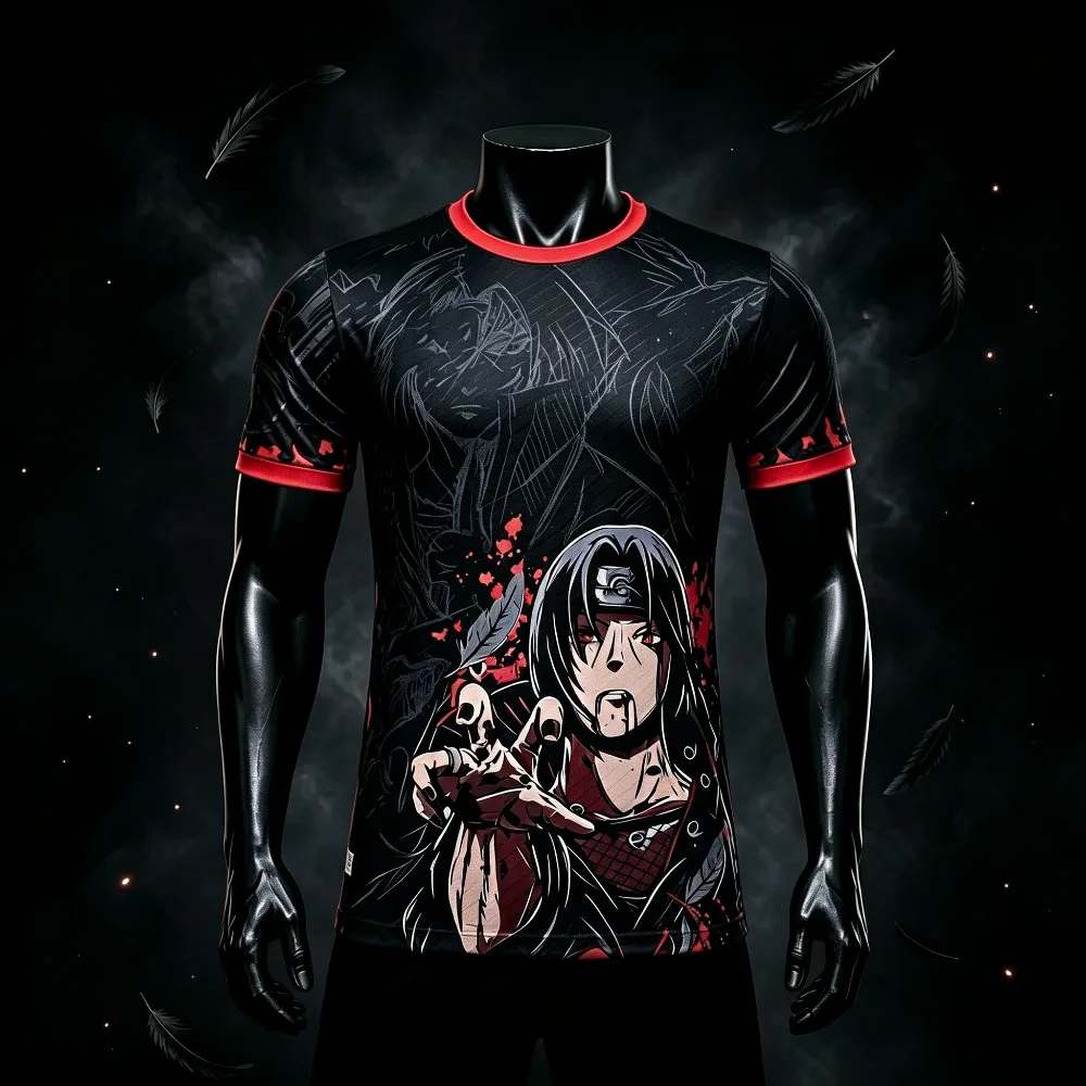 Anime Raven Print Men Soccer T-Shirt Quick Dry Breathable Sports Short Sleeve Training Jersey