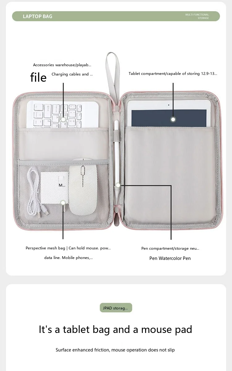 Premium PU Tablet-Hülle 10,9-13,3 Zoll Schutztasche für iPad mit weichem Futter – Detail 6