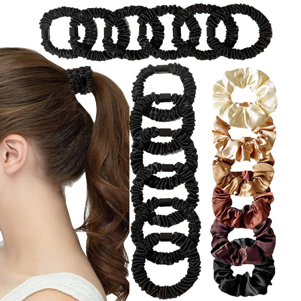 18 個黒高弾性ヘアコード女性ソリッドカラー大ソフトファッション生地弾性手作りヘアバンドヘアアクセサリー