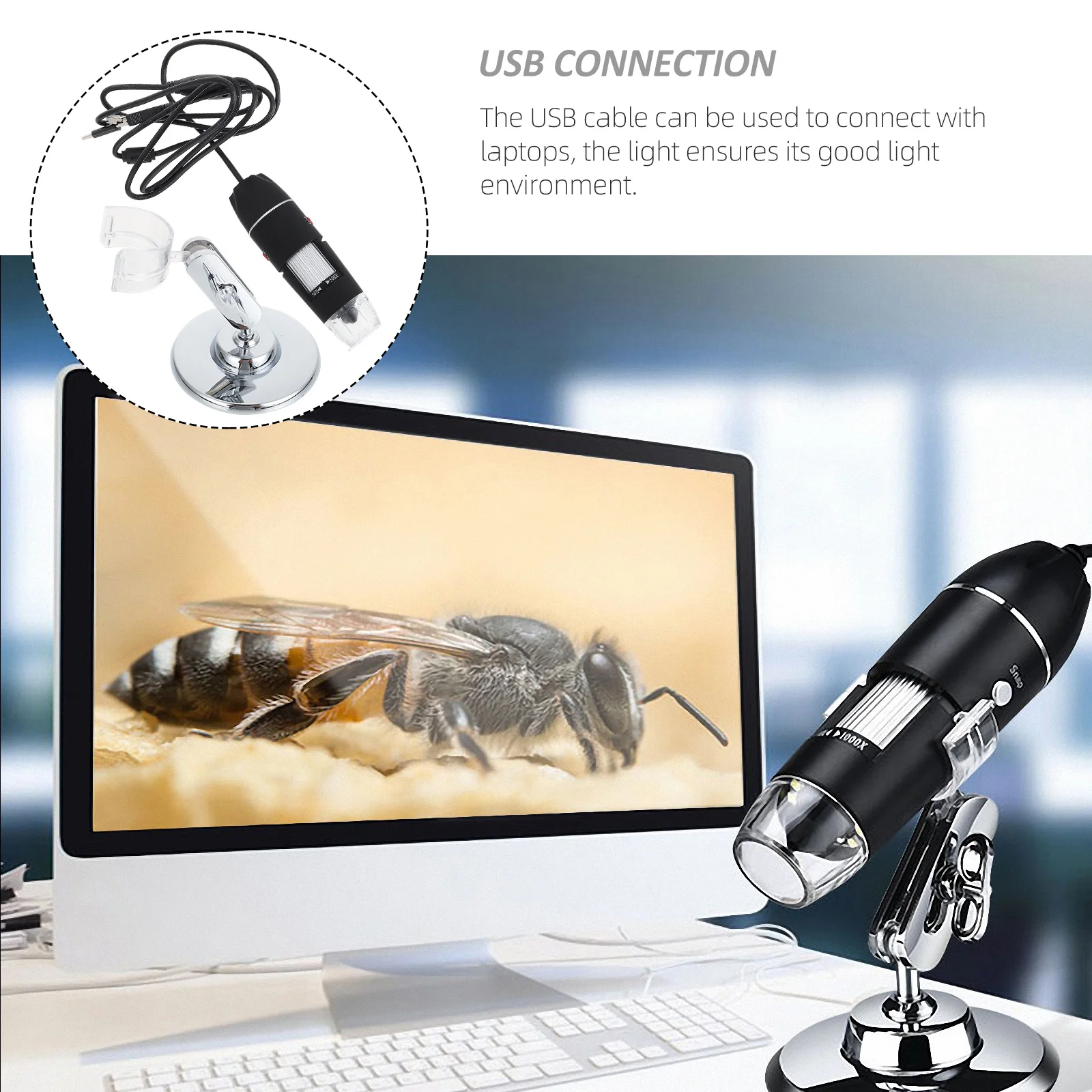 

High Definition Electron Digital Microscope ABS Alloy Material Adjustable Light USB Digital Microscope for