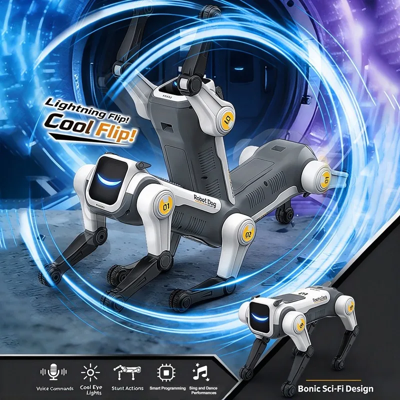 AI Smart Remote Controlled Robot Dog Voice Command Interaction Programmable Singing Dancing Bionic Mechanical Dog Birthday Gift