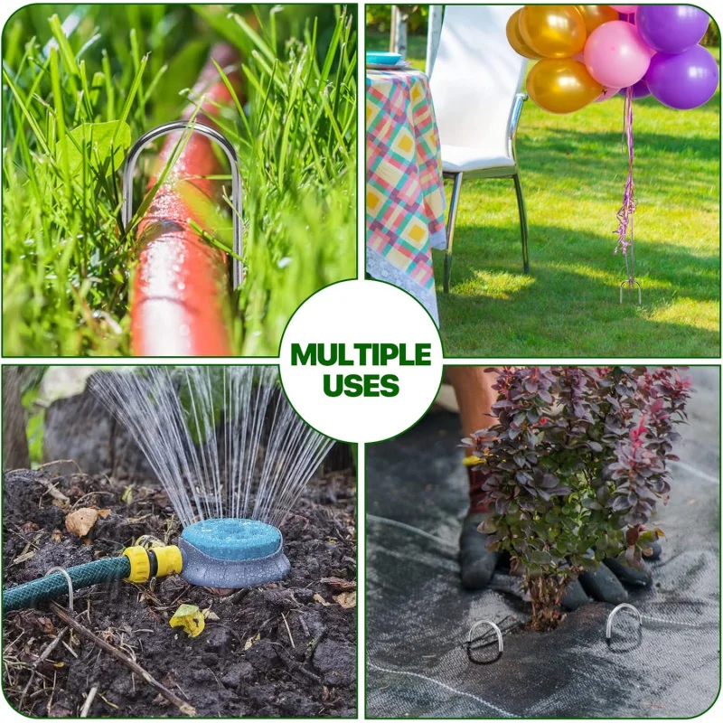 Pali da giardino a forma di U 180 confezioni Pali per tubi di irrigazione da 4 pollici calibro 11, tubo per graffette paesaggistiche zincate resistenti, prato