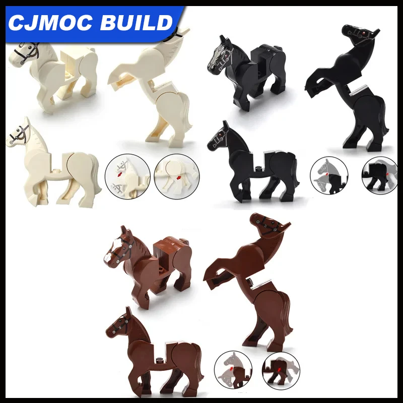 1pcs 10509 MOC Animals Series Building Blocks Brown Black White War Horse Ducational Creative Toys For Childrens kids DIY gift