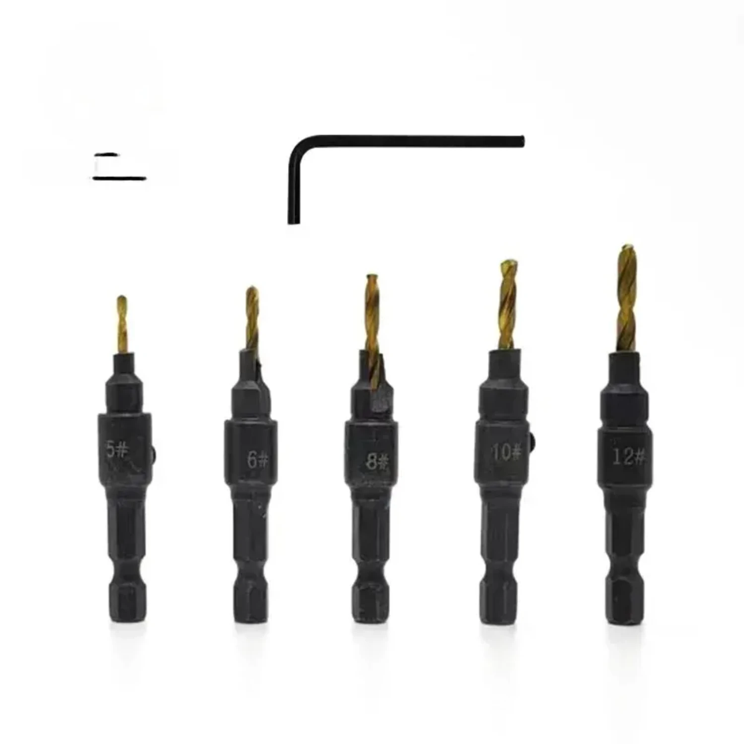 Durable Woodworking High Precision Countersink Drill Bit Set with Integrated Hex Handle for Fast Hole Punching, Coated Hole Expa