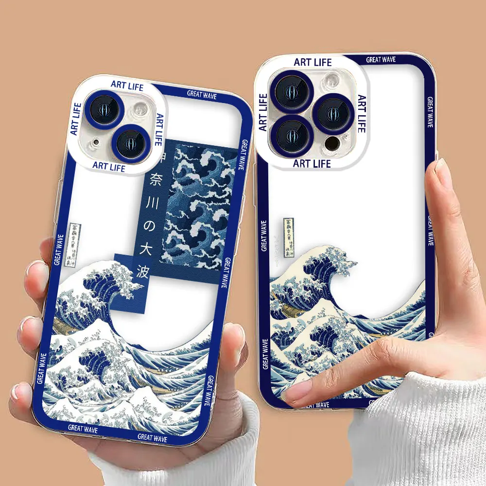 La Grande Onda di Kanagawa Cassa Del Telefono Trasparente Per REALME 6 7 7I 8 8I 9 9I 10 12 C75 C71 C67 C65 C63 C55 C53 C35 C33 C31 C30 Caso
